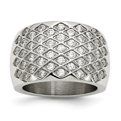 Stainless Steel  White CZs Polished Ring