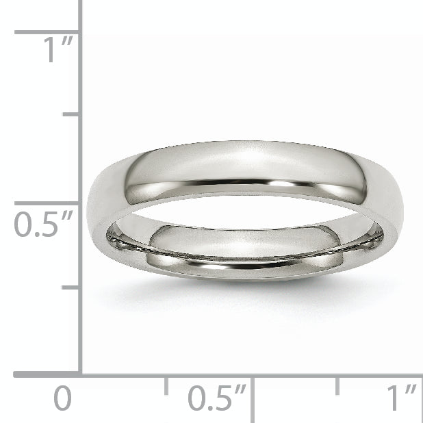 Stainless Steel Polished 4mm Half Round Band