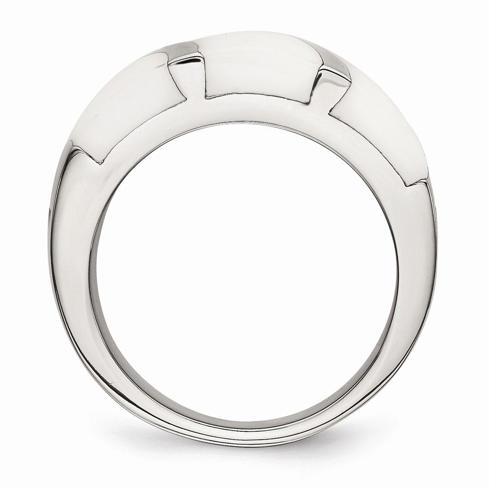 Stainless Steel White Enamel Ring