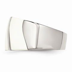 Stainless Steel White Enamel Ring