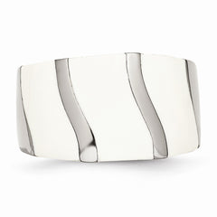 Stainless Steel White Enamel Ring