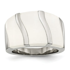 Stainless Steel White Enamel Ring