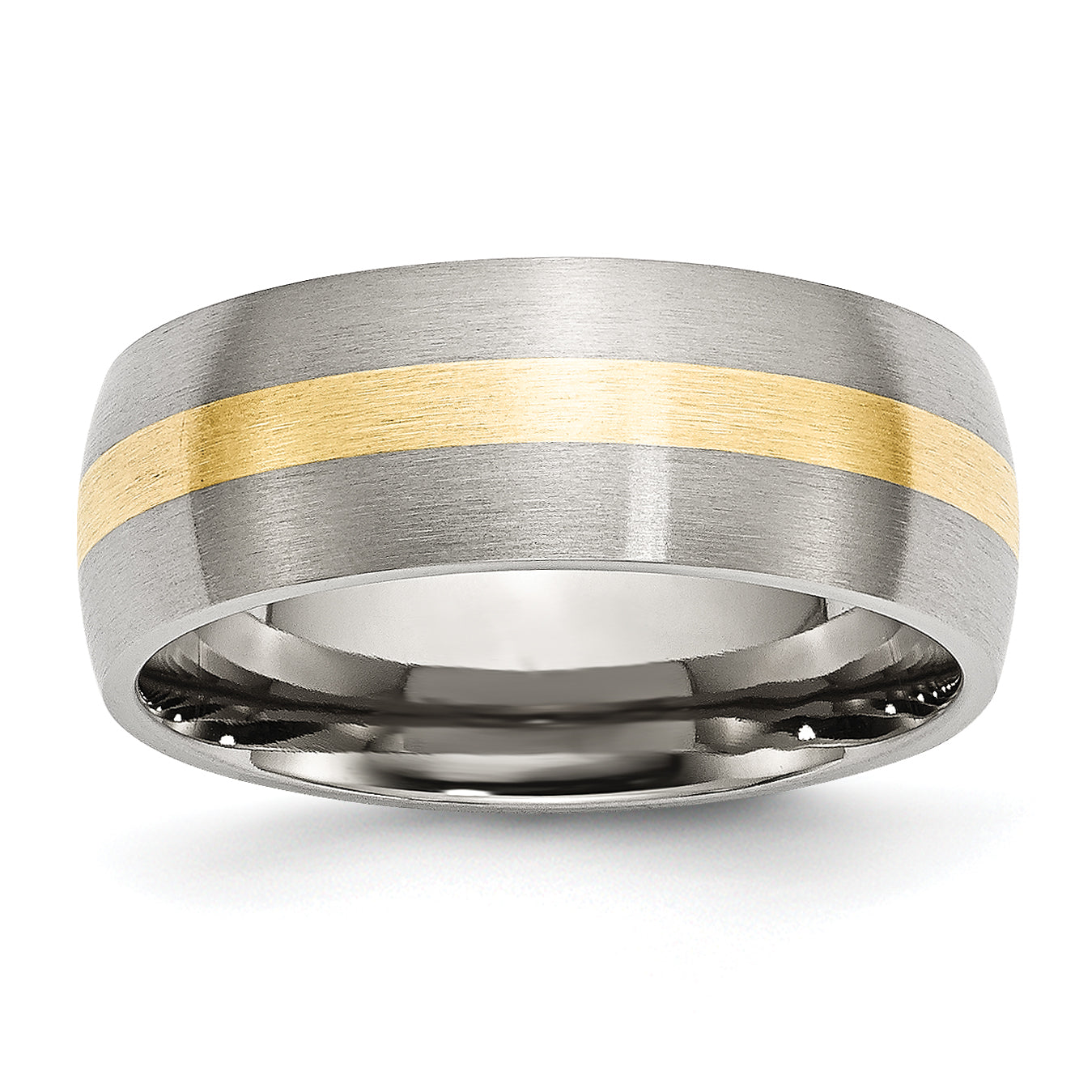 Stainless Steel with 14k Gold Inlay Brushed 8mm Band