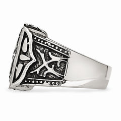 Stainless Steel Antiqued Cross Ring