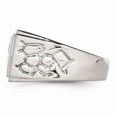 Stainless Steel Diamond Cross w/Textured Sides Polished Ring