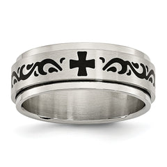 Stainless Steel Enamel Swirl Design 8mm Brushed/Polished Band