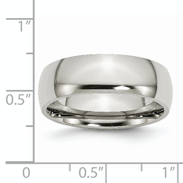 Stainless Steel Polished 7mm Half Round Band