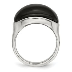 Stainless Steel Black Glass Ring