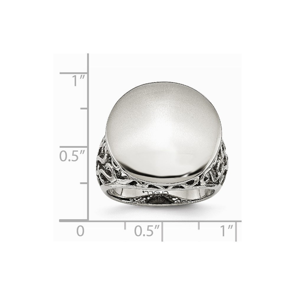 Stainless Steel Polished Circle Size 9 Ring