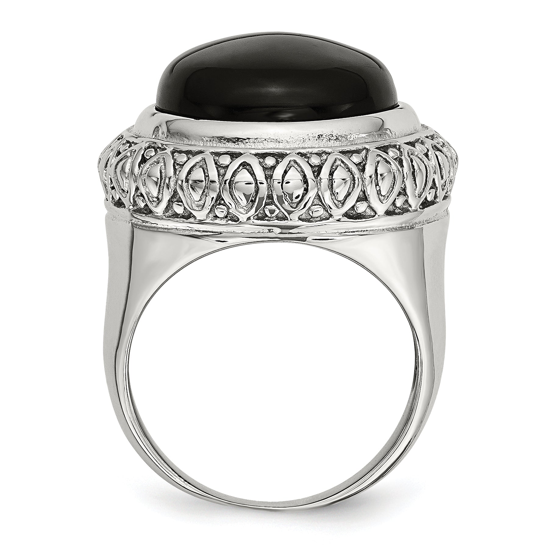 Stainless Steel Black Glass WithTextured Edge Ring