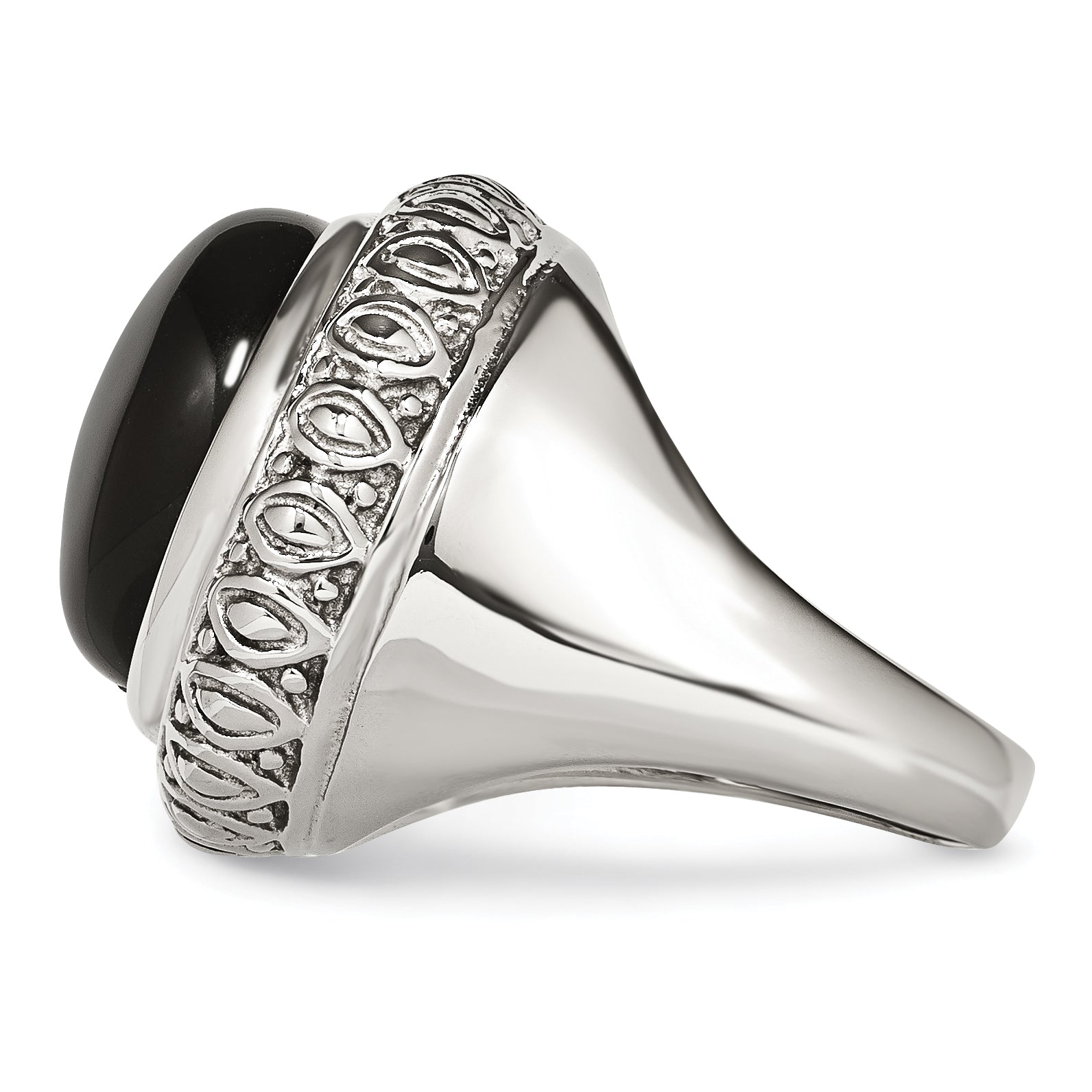 Stainless Steel Black Glass WithTextured Edge Ring