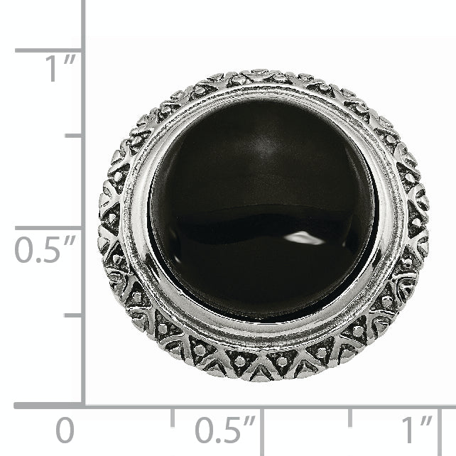 Stainless Steel Black Glass WithTextured Edge Ring