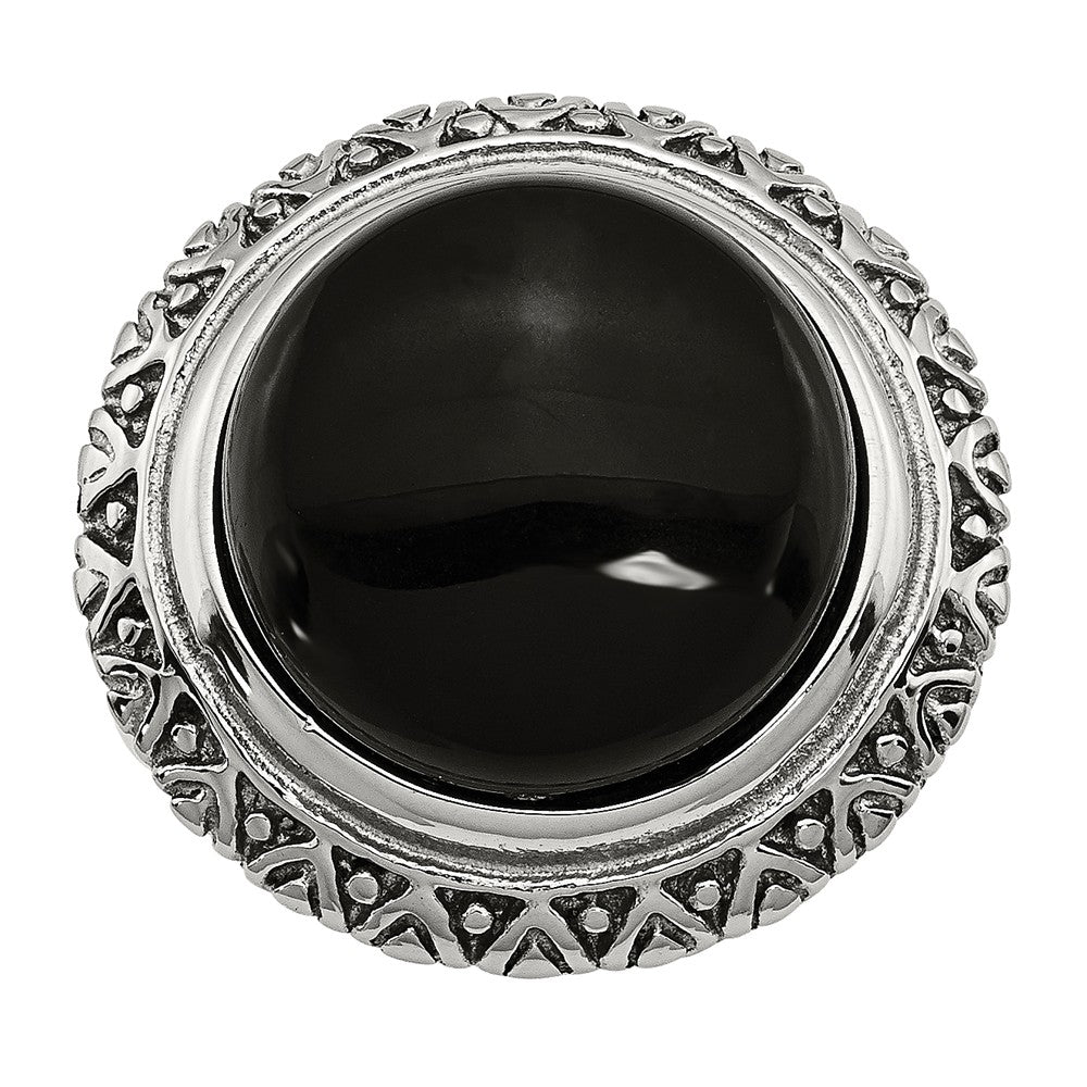 Stainless Steel Black Glass w/Textured Edge Ring