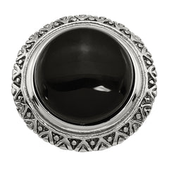 Stainless Steel Black Glass WithTextured Edge Size 9 Ring