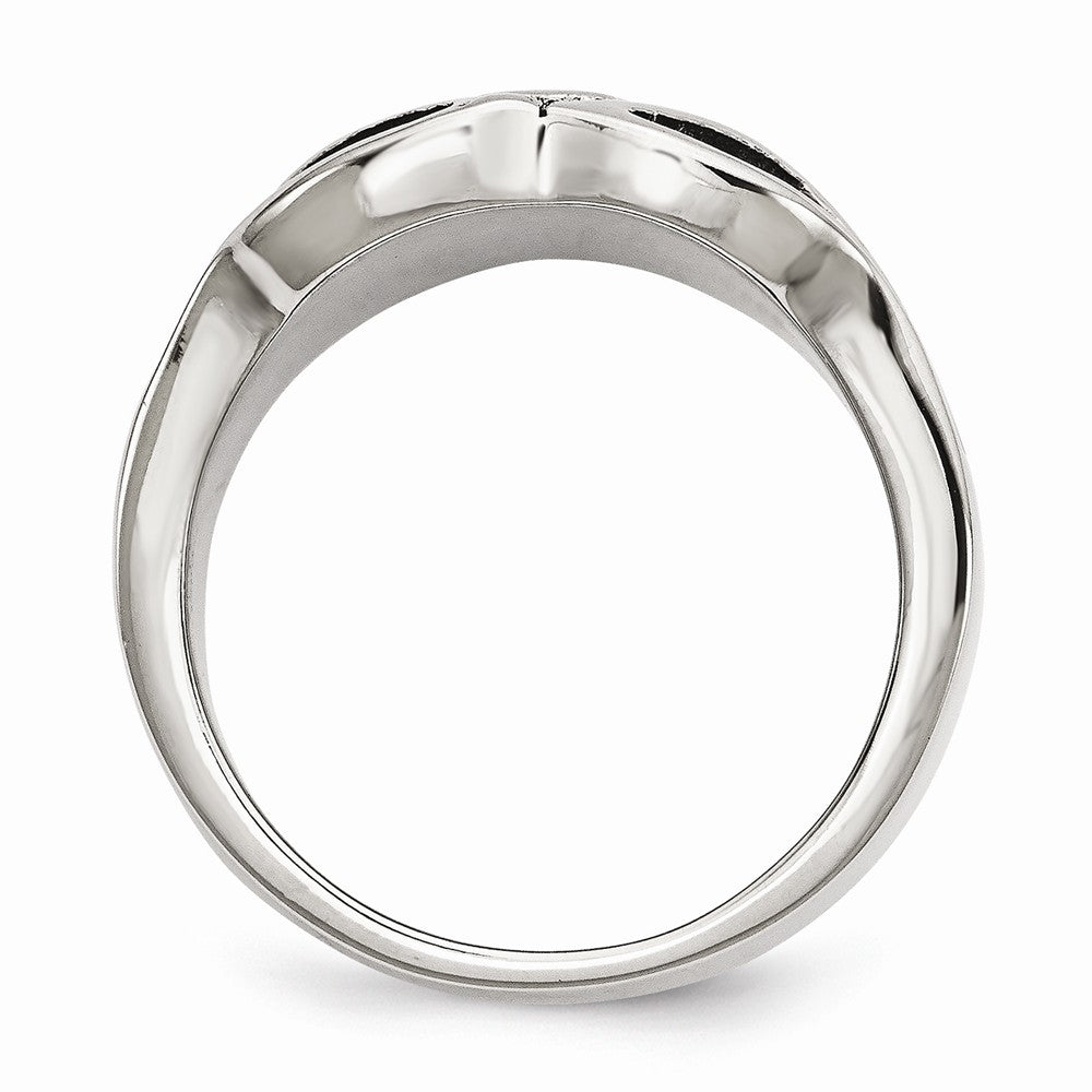 Stainless Steel Polished & Antiqued Cross Ring