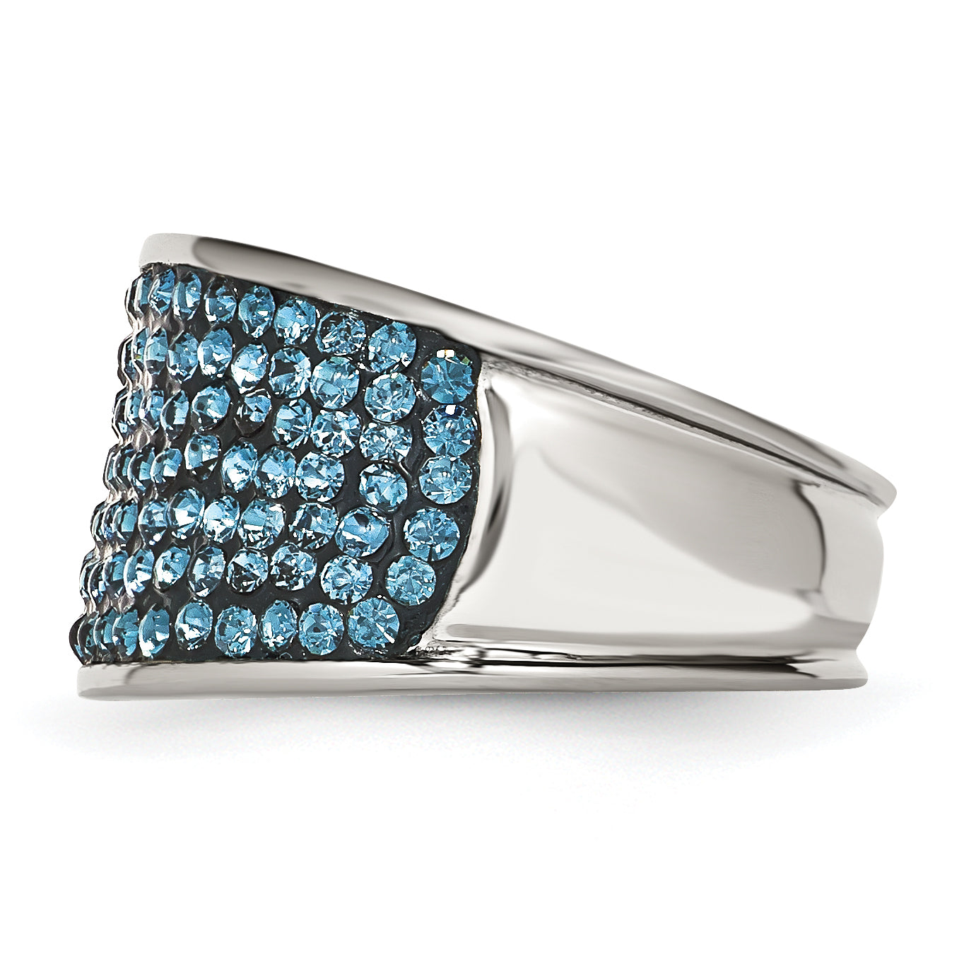 Stainless Steel Blue Crystal Polished Ring