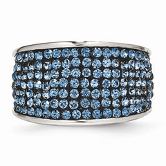 Stainless Steel Polished Ring with Blue Crystal Elegant Fashion Design