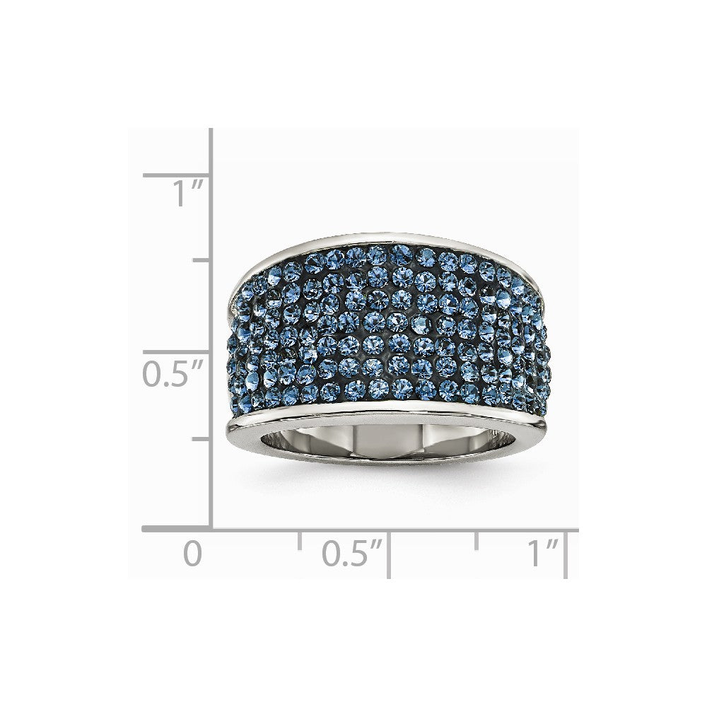 Stainless Steel Blue Crystal Polished Ring