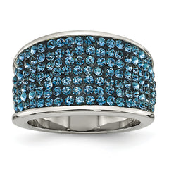 Stainless Steel Blue Crystal Polished Ring