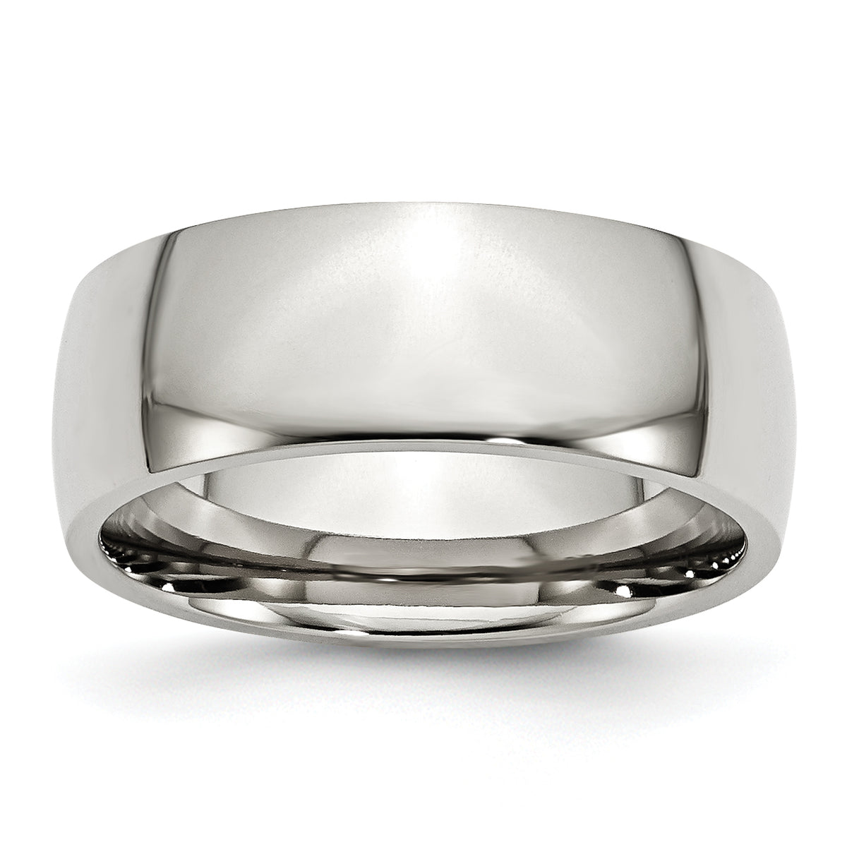 Stainless Steel Polished 8mm Half Round Band