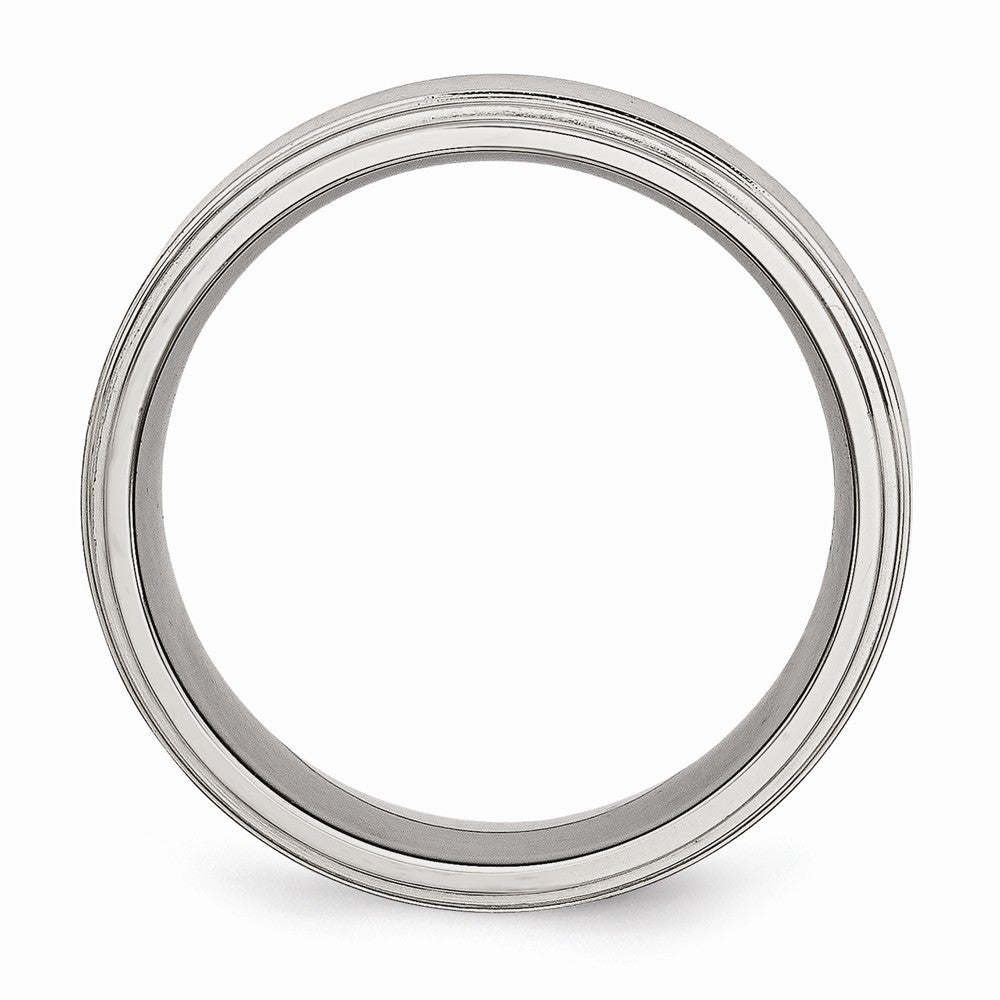 Stainless Steel Ridged Edge 8mm Brushed and Polished Band