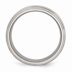 Stainless Steel Ridged Edge 8mm Brushed and Polished Band