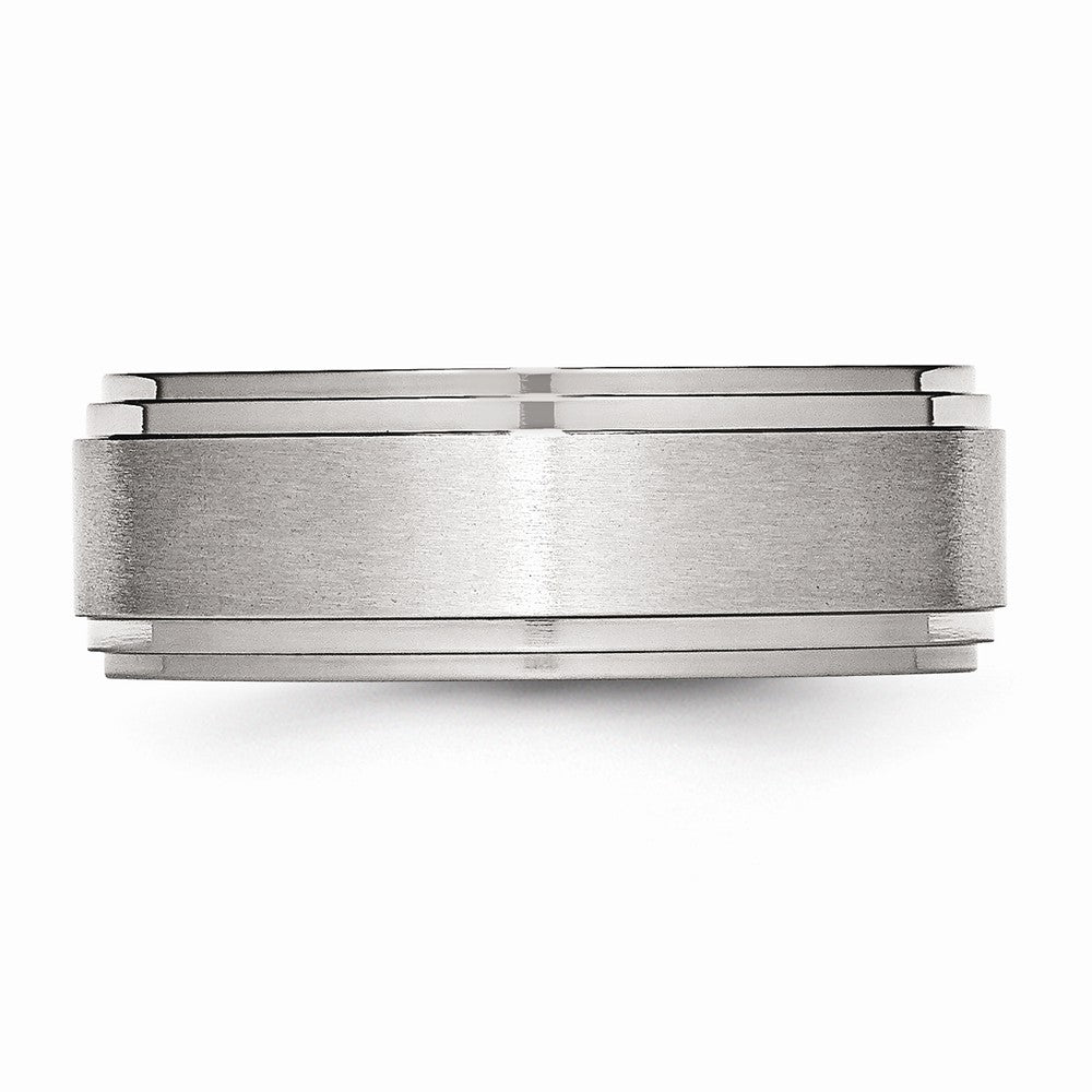 Stainless Steel Ridged Edge 8mm Brushed and Polished Band