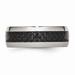 Sophia Jewelers Stainless Steel 8mm Band with Black Carbon Fiber Inlay