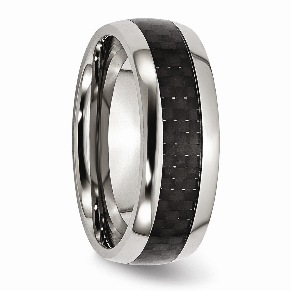 Sophia Jewelers Stainless Steel 8mm Band with Black Carbon Fiber Inlay