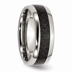 Sophia Jewelers Stainless Steel 8mm Band with Black Carbon Fiber Inlay