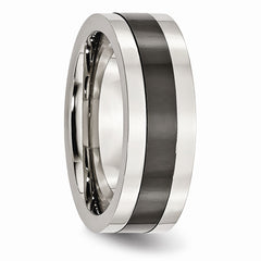 Sophia Jewelers Stainless Steel and Black Ceramic Engravable Polished Band