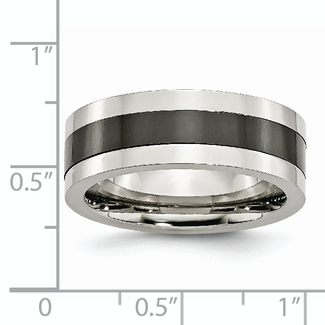 Stainless Steel Base with Polished Black Ceramic Center Band