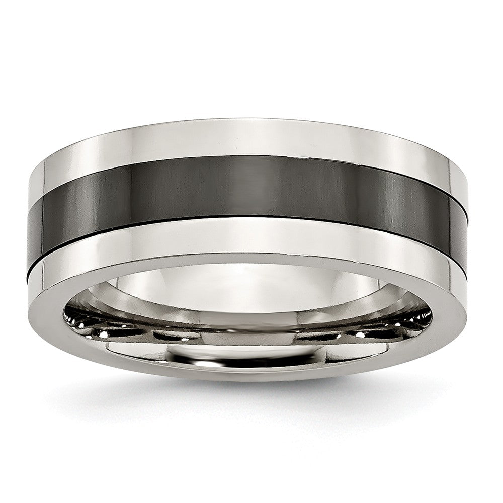 Sophia Jewelers Stainless Steel and Black Ceramic Engravable Polished Band