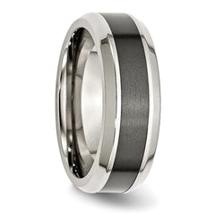 Stainless Steel Base with Brushed Black Ceramic Center Beveled Band