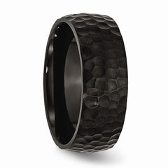 Stainless Steel Black IP-plated Hammered 8mm Band