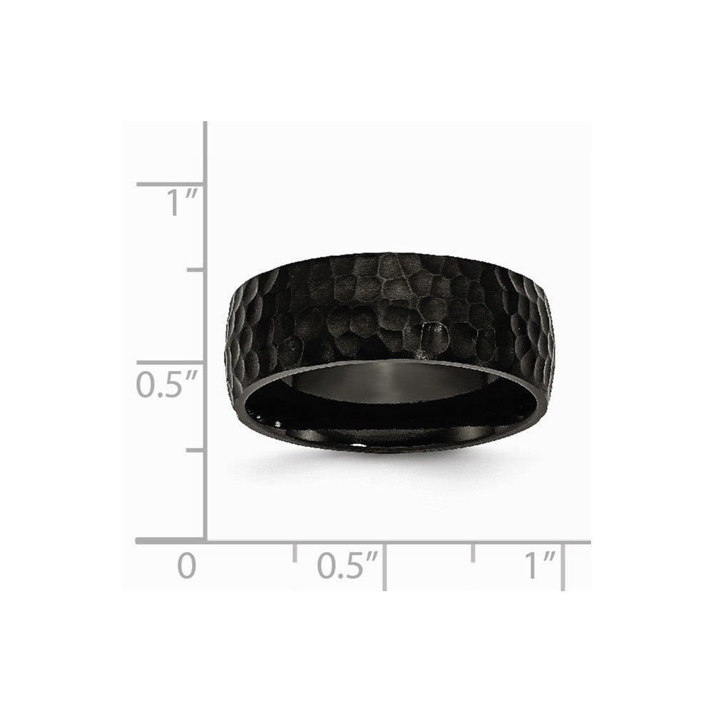 Stainless Steel Black IP-plated Hammered 8mm Band