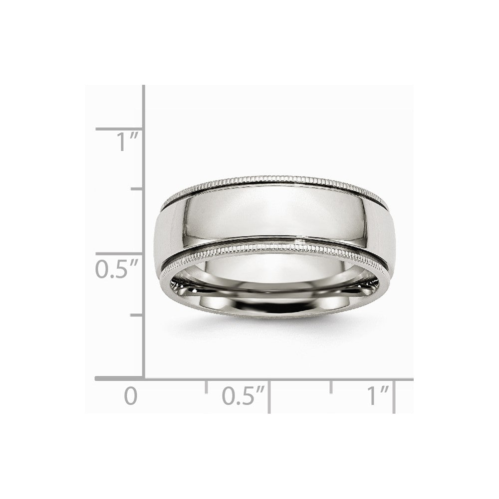 Stainless Steel Grooved and Beaded 8mm Polished Band