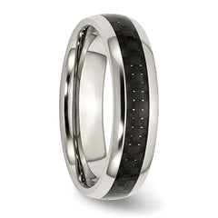 Stainless Steel Polished with Black Carbon Fiber Inlay 6mm Band