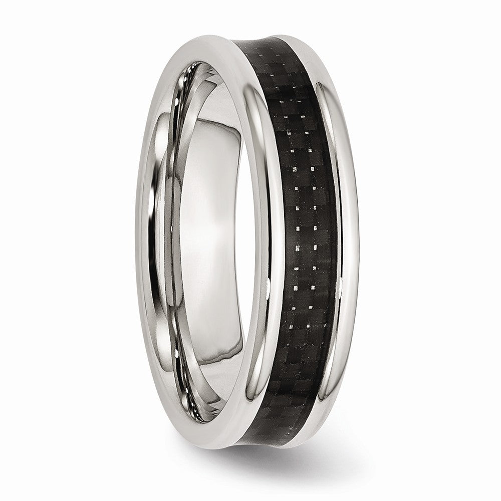 Sophia Jewelers 6mm Stainless Steel Ring with Black Carbon Fiber Inlay, Engravable Elegance