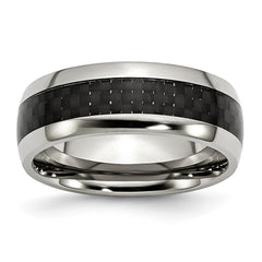 Sophia Jewelers Stainless Steel 8mm Band with Black Carbon Fiber Inlay