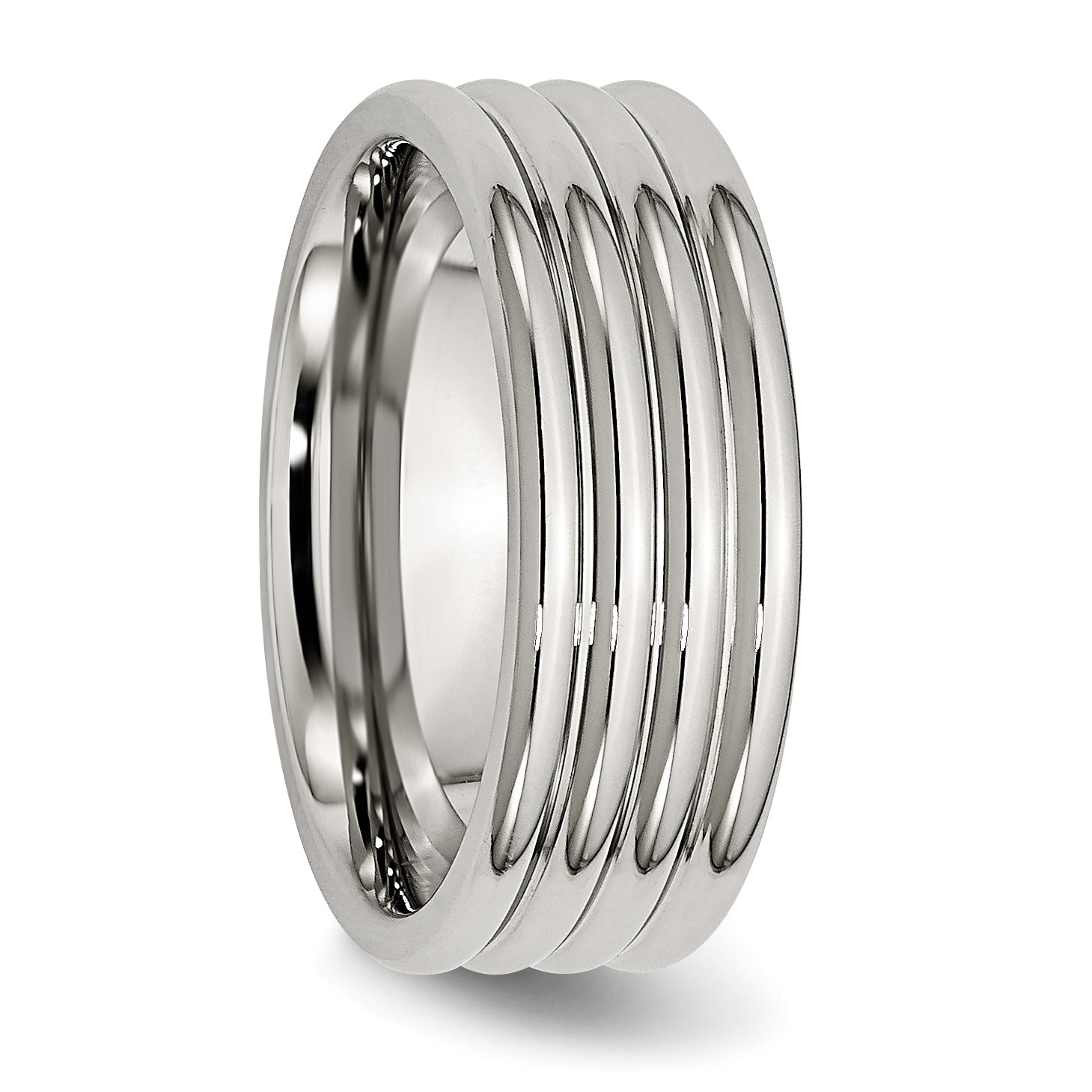 Stainless Steel Polished 8mm Grooved Band