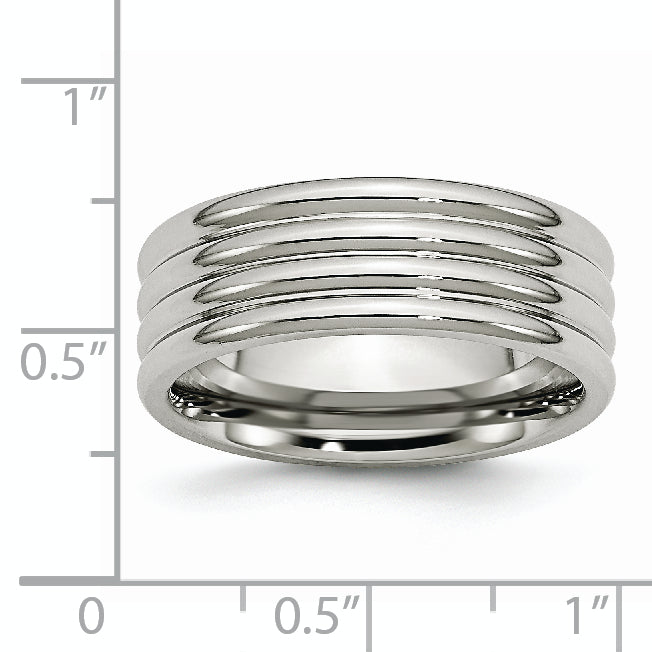 Stainless Steel Polished 8mm Grooved Band