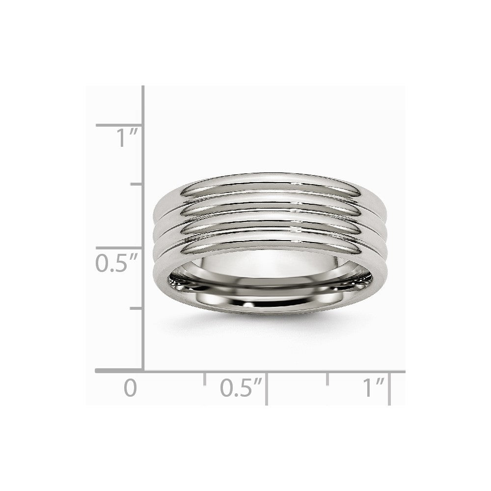 Stainless Steel Grooved 8mm Polished Band