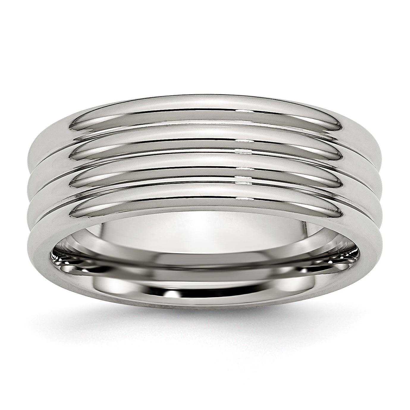 Stainless Steel Polished 8mm Grooved Band