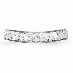 Stainless Steel Eternity Band with Crystal Accents and Wavy Design