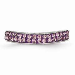 Stainless Steel Eternity Band with Polished Light Purple Crystal Elegance