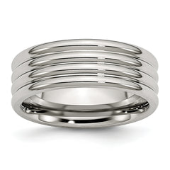 Stainless Steel Polished 8mm Grooved Band