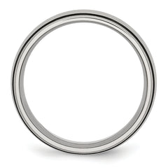 Stainless Steel Brushed with Black Rubber 8mm Band