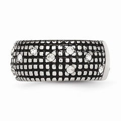 Stainless Steel Crystal-Accented Polished Antiqued Band by Sophia Jewelers