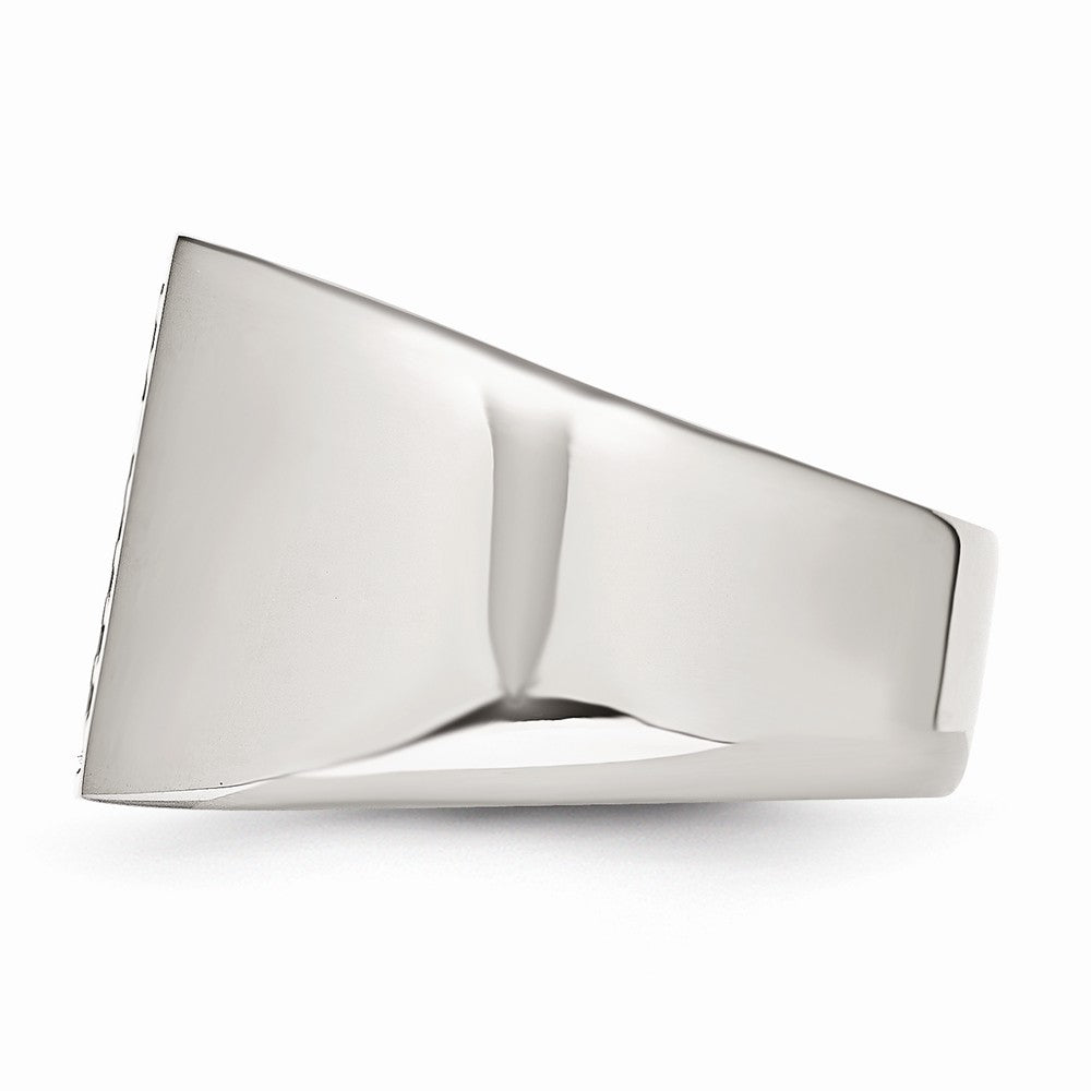 Stainless Steel Antiqued Cross Polished Ring